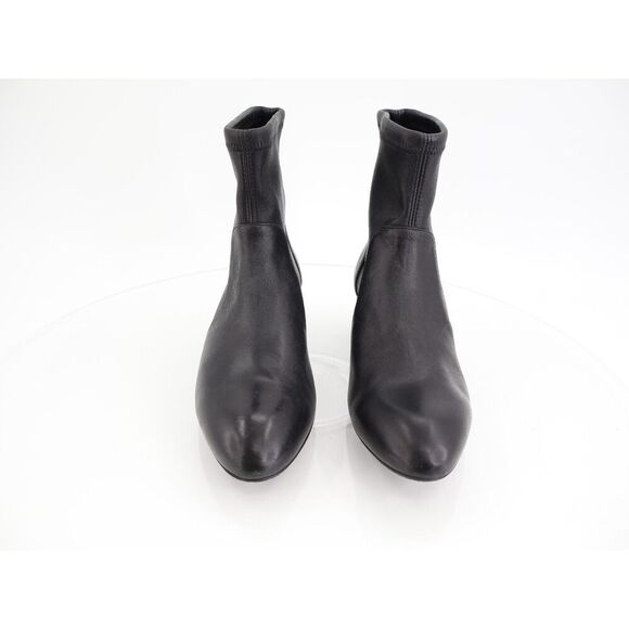 Stuart Weitzman Odetta Ankle Pull On Bootie Size 7.5 Black Leather Pointed Toe - Picture 3 of 13